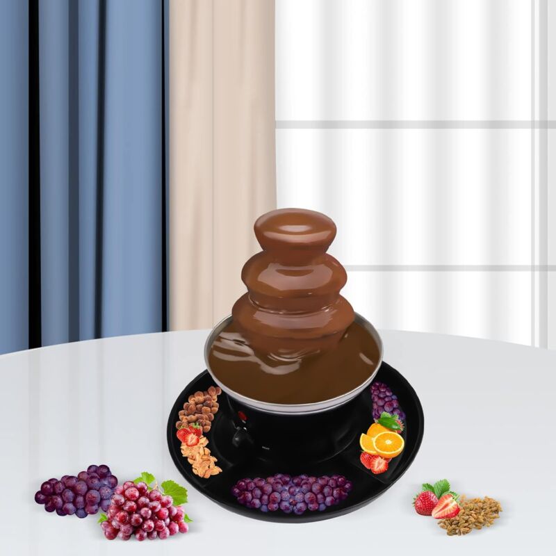 Fontaine à Chocolat Électrique 3 Niveaux | 60W, 200ml, Acier Inoxydable, Base Chauffante - Idéale Pour Fêtes, Mariages - 7