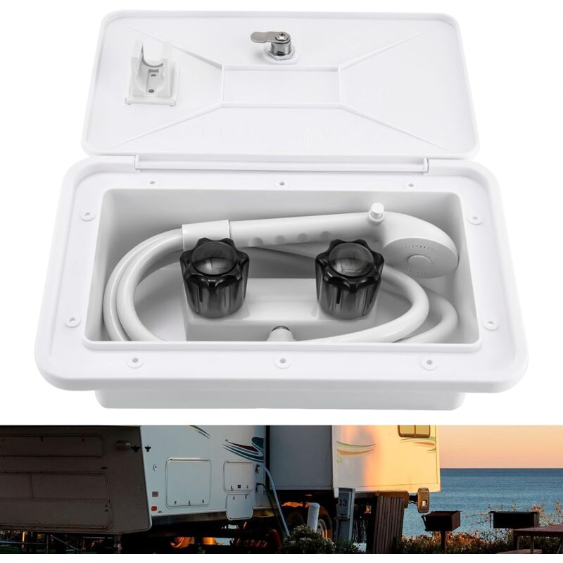 Dilwe Boîte de douche camping-car Kit de cabine de douche extérieure en ABS noir avec