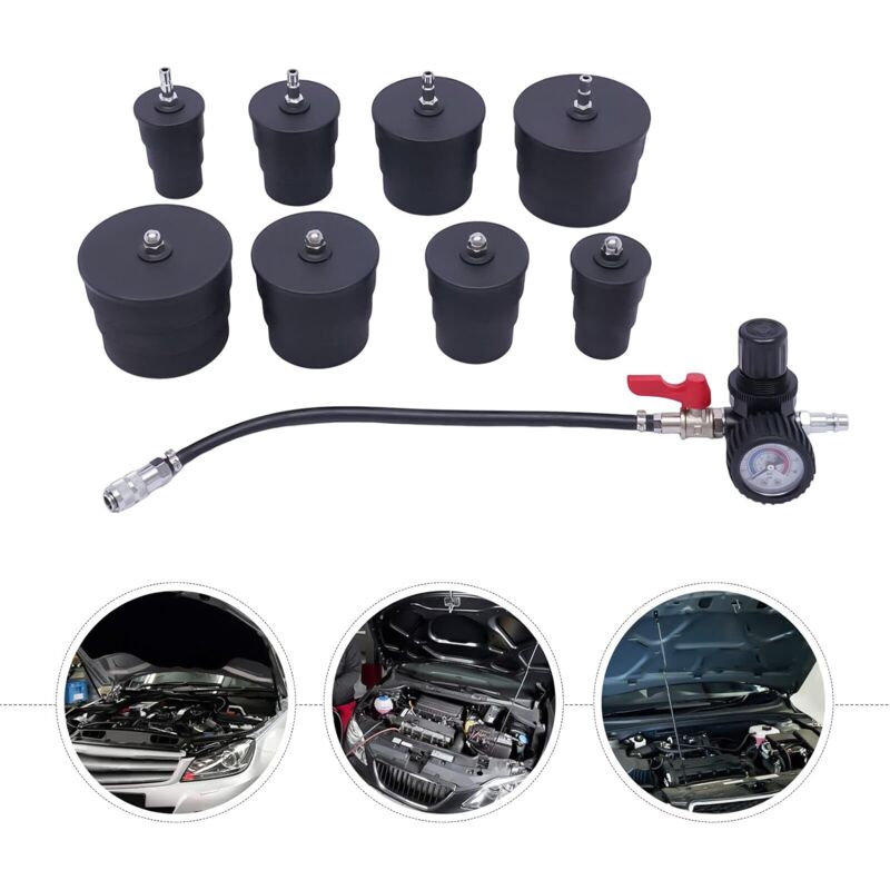 Kit Testeur De Fuite Turbo 9 Pièces - Manomètre 0-6 Bar - Adaptateurs Pour Voitures Et Camions Légers