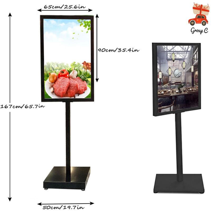 Panneau D'affichage Extérieur Noir DIN A1 – Imperméable, Avec Profilé Aluminium 32mm Et Film Anti-reflet – Idéal Pour Vitrines Et Trottoirs