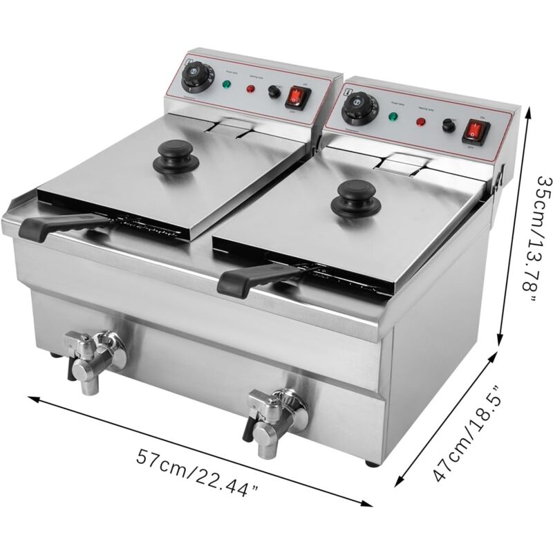 Friteuse Électrique 6L Professionnelle - Acier Inoxydable, 2.5KW, 220V | Pour Usage Domestique Et Commercial