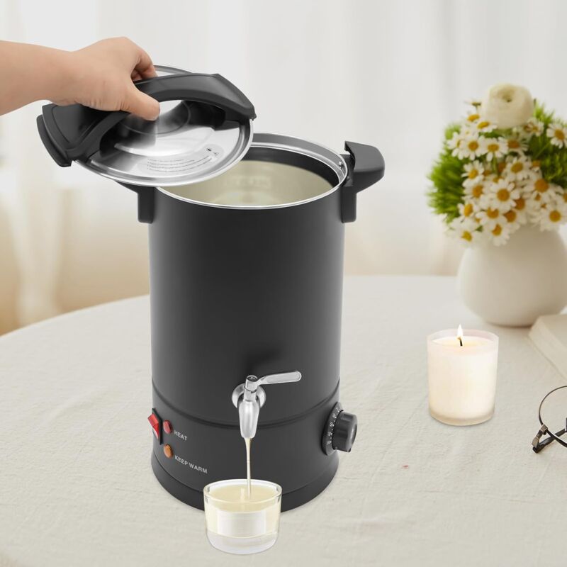 Fondeur à Cire électrique 1,8 L - Température Réglable 60-180°C, Revêtement Antiadhésif, En Acier Inoxydable, Pour Fabrication De Bougies DIY