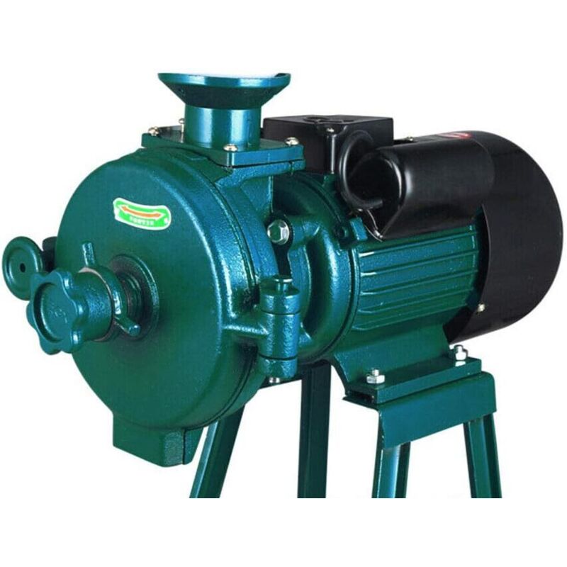 Moulin à Céréales Électrique 2200W - Broyeur à Grain 1400 Tr/min - Pour Riz, Maïs, Blé, Café - Avec Entonnoir (Vert)