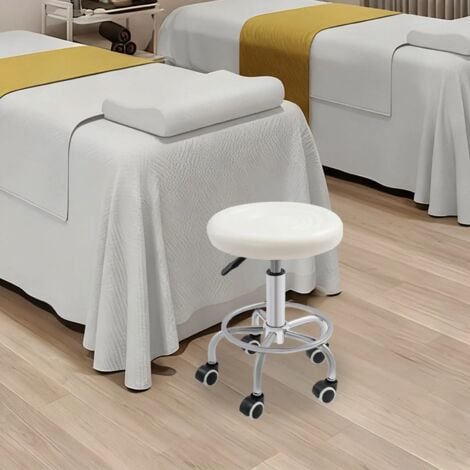 Abbracc Tabouret Bas Rotatif à 360 Degrés Siège à Roulettes Pour Salon Cuisine Noir