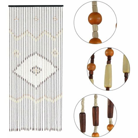 En Bois Perlé Porte Rideau Été Blind 31 Lignes Bambou Porte Ridea Fly Écran l'épreuve des Insectes 20890cm