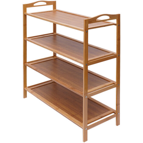 Étagère À Chaussures Étagère De Salle De Bain Étagère Sur Pied Étagère De Cuisine En Bambou Étagère En Bois 4 Étages Salle De Bain