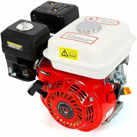 Moteur à essence à 4 temps 7,5 CV - Moteur monocylindre - Moteur industriel - Moteur carter avec alarme d'huile - 3600 tr/min