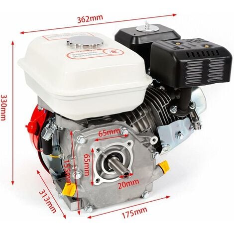 7,5 CV Moteur à essence,Moteur à kart industriel 4 Temps,1 Cylindre,3600  tr/min (Noir rouge)