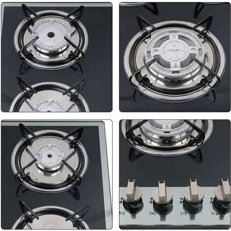 Plaque de cuisson à gaz - 5 brûleurs en acier inoxydable - Brûleur intégré - Noir - 30,3" - Pour gaz GPL