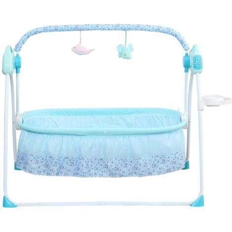 Berceau électrique Bébé 0-18 Mois Pliable Avec Télécommande - 5 Vitesses De Balancement, 12 Chansons, Bluetooth - Capacité 25 Kg - Couleur Rose