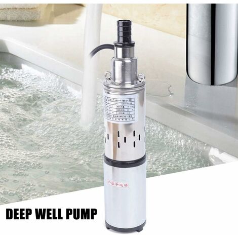 Pompe à Eau Submersible, 1 '' 12V-0.8m³-35m En Acier Inoxydable DC Pompe à Vis Haute Levée Solaire Pompe De Puits Solaire Pour Les Navires, Bateaux De