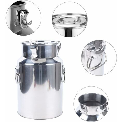 Bidon à Lait Acier Inoxydable 304 Seau à vin Boîte de Transport de Lait Cruche fourre Tout pour Le Transport de Boissons soupes et sauces 18 l