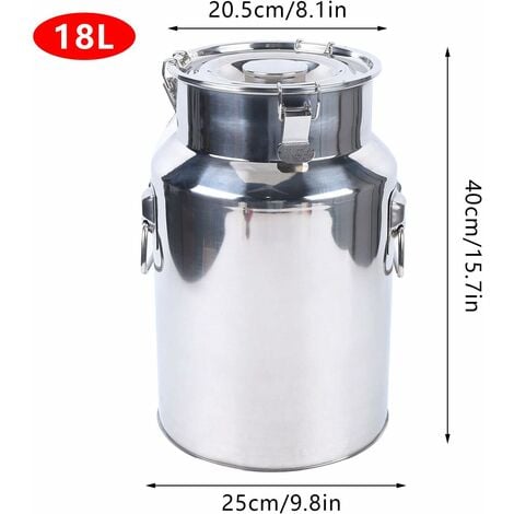 Bidon à Lait Acier Inoxydable 304 Seau à vin Boîte de Transport de Lait Cruche fourre Tout pour Le Transport de Boissons soupes et sauces 18 l