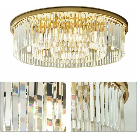 Lustre Moderne Cristal Or, LED Pendentif Lumière K9 lustres en cristal belle lampe de plafond en cristal pour couloir, salon, chambre, salle à manger, hôtel