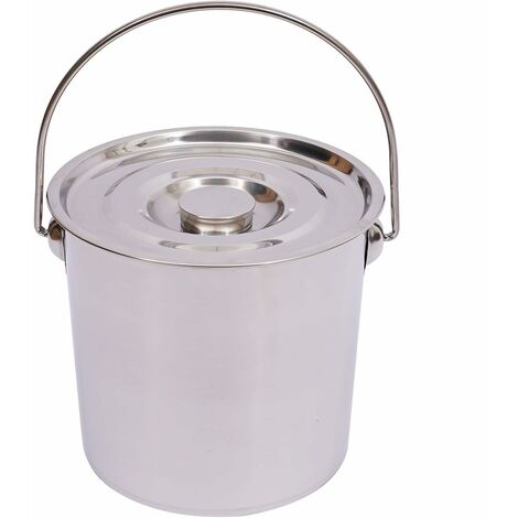 12L Seau Seau de Cuisine Seau d'alimentation Seau à Champagne Seau à Glace Seau à Lait avec Couvercle en Acier Inoxydable (12L) (1/5)