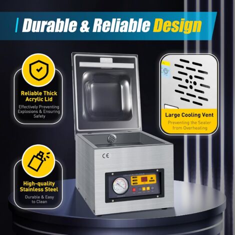 120W Machine à Emballer sous Vide Professionnelle Machine à Sceller en Acier Inoxydable DZ-260 Appareil de Mise sous Vide de Table - Puissance Automatique