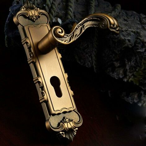 Poignée de porte antique quincaillerie de porte avec serrure clé serrure de porte poignée de porte 222mm x 55mm poussoir ensemble poignée de porte pour portes en bois massif, portes en bois en acier