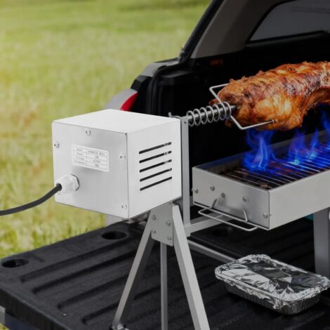 Moteur Rôtissoire BBQ 25W 60 Kg – Moteur Électrique Acier Inoxydable Pour Broche Poulet, Agneau Ou Porcelet, Vitesse 2.5 Tr/min, Prise UE