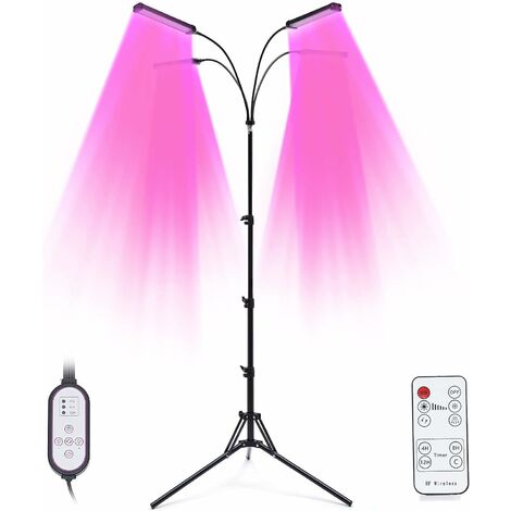 Lampe Pour Plantes D'intérieur LED - 3 Bras Flexibles, Télécommande, Minuterie Et Réglage D'intensité (30W)