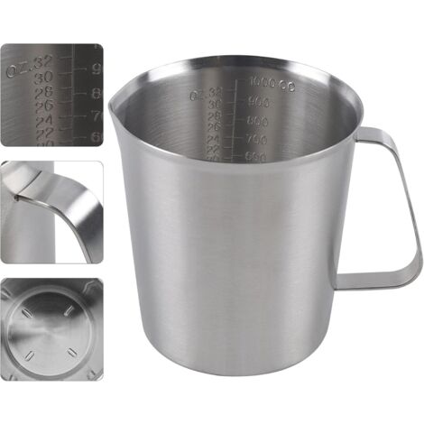 Lot De 2 Verres Doseurs Inox 500 Ml + 1000 Ml - Avec Graduations Ml/oz, Bec Verseur Et Poignée - 8
