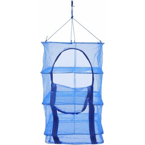 Filet De Séchage Suspendu 4 Couches – Pliable, Double Zip – 35x35x65 Cm – Pour Poissons, Fruits, Légumes, Herbes