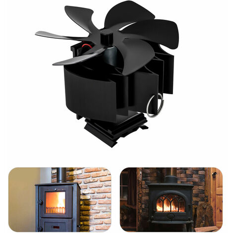Ventilateur de four de cheminée sans courant Noir 4 ailes