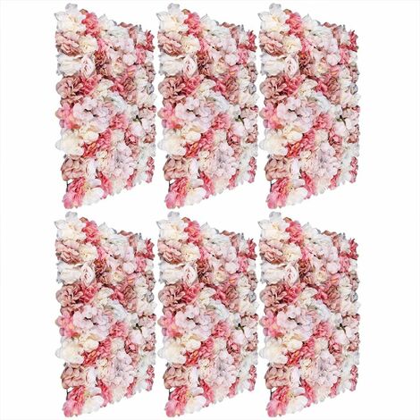 6pcs mur de fleurs artificielles mur rose fleurs artificielles décoration murale pour vitrine de mariage balcon fond Dahlia + Rose + hortensia