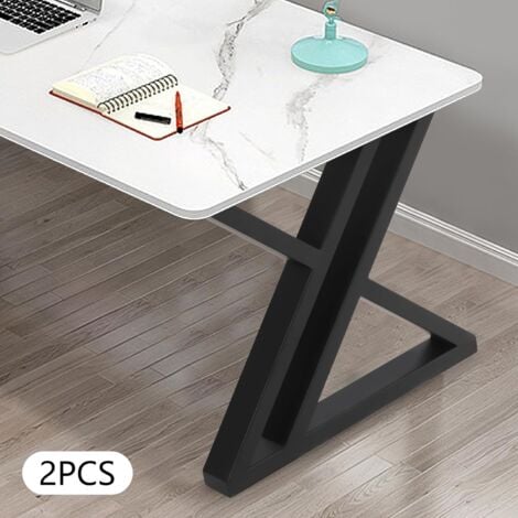 Patins de table pieds de table cadre de table table basse pieds de meubles X-Forme Style pieds de table base de table ensemble en acier enduit de poudre pied de table en acier noir 2pcs 45 x 40cm