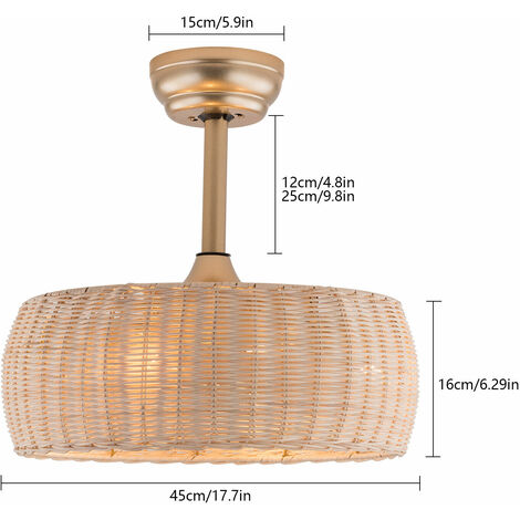 Ventilateur de plafond 18.5 in avec éclairage et télécommande,silencieux pour Chambre à coucher