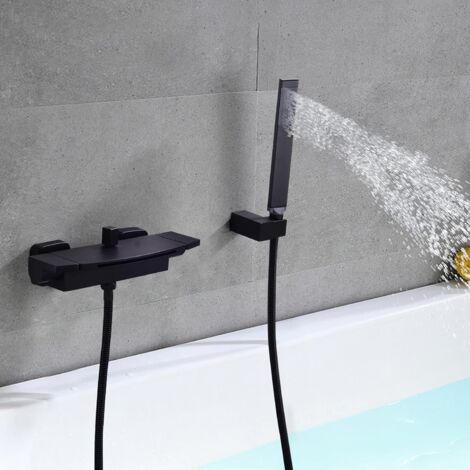 Robinet De Baignoire Mural à Effet Cascade, Mélangeur Pour Baignoire Avec Douche A Main Robinet Mural Avec Tete De Douche Cascade Chaud Froid Or 89038219