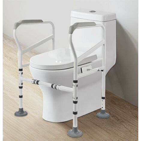Support de toilettes pour toilettes - Avec poignées - Réglable - Cadre de sécurité pour personnes âgées et handicapés (100 kg) (1/5)