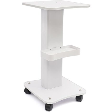 Chariot multifonction en métal - Chariot cosmétique avec roulettes - Pour salon de bureau, cosmétique polyvalent pour salon de beauté, hôpitaux, coiffeurs, blanc (1/5)