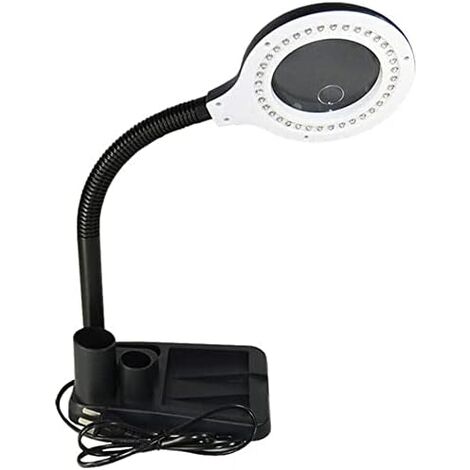 Lampe Loupe à bras articulé Lampe Loupe à grossissement 5x lampe cosmétique à tige métallique flexible à 360 ° Lampe de travail 11W Lampe Loupe Lampe Loupe Lampe de table loupe lentille 85mm avec loup