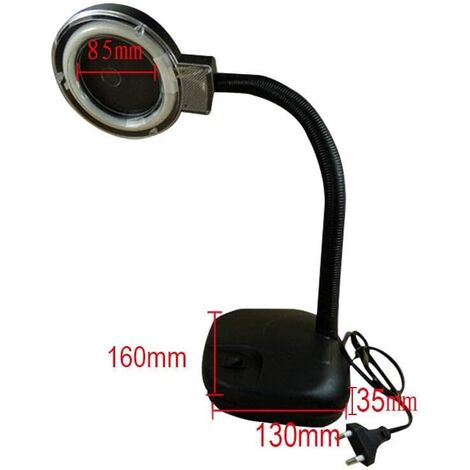 Lampe Loupe à bras articulé Lampe Loupe à grossissement 5x lampe cosmétique à tige métallique flexible à 360 ° Lampe de travail 11W Lampe Loupe Lampe Loupe Lampe de table loupe lentille 85mm avec loup