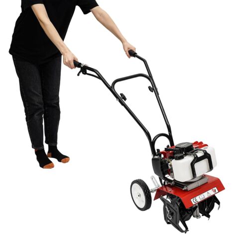 Gojoy – Motoculteur à essence 52 cc – Moteur 2 temps 1,9 kW – Largeur de travail 35 cm – Profondeur de travail 3-10 cm – Pour terrains variés
