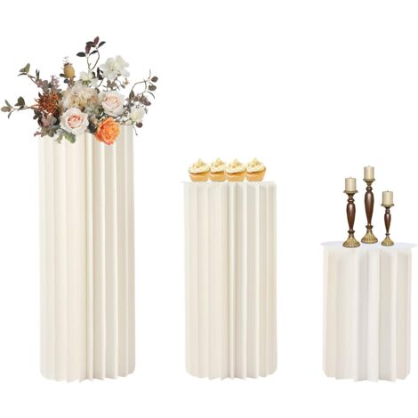 Lot De 3 Vases Géométriques Dorés Pour Mariage - Hauteurs 40/60/80cm - Support Métal Nickelé - Décoration événement