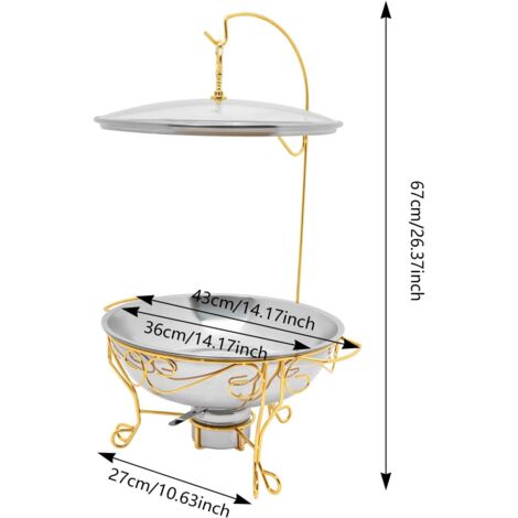 Chafing Dish Récipient Chauffant Professionnel 7L Inox Avec Couvercle - Chauffe-Plats Pour Buffets, Mariages Et Fêtes
