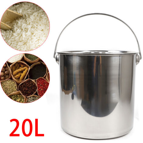 Seau en acier inoxydable - 20L - Seau de cuisine - Seau à nourriture - Seau à glace - Seau à lait en acier inoxydable avec couvercle (1/5)