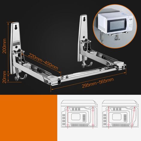 Support Mural Universel Pour Micro-ondes Holmios - En Acier, Supporte Jusqu'à 30 Kg, Gain De Place Facile (montage Rapide)