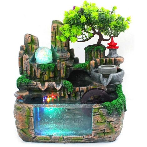 Fontaine de Bureau Rockery, Petite Fontaine d'eau de rocaille intérieure avec Effet d'atomisation de Lampe LED, Convient au Salon, Chambre à Coucher, décoration de Bureau, 30  20  30 cm