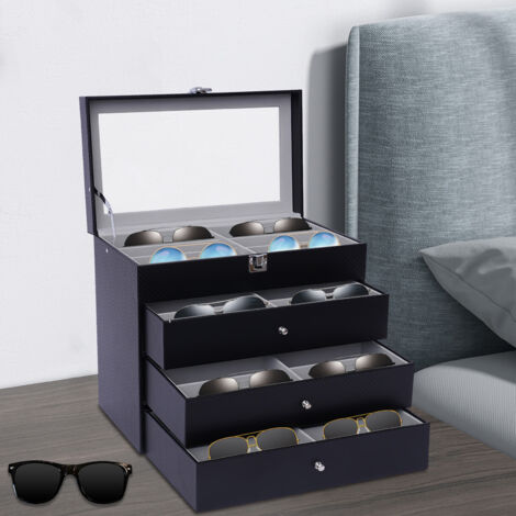 Étui Double Couche Pour Lunettes - Grande Capacité, Fermeture éclair, Velours Intérieur, Idéal Voyage Et Rangement