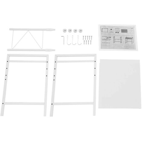 NLMWTI Étagère Micro-Ondes Réglable 2 Niveaux - Support Cuisine Avec 6 Crochets - Blanc/Noir