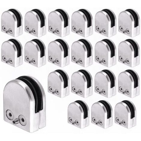 Gojoy – Lot de 20 pinces à verre en acier inoxydable 304 poli – Fixation pour balustrade et escalier – Verre 8 à 10 mm – Résistance à la corrosion