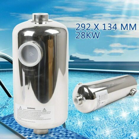 Échangeur de chaleur 28 kW en acier inoxydable pour piscine et sauna 29,2 x 13,4 cm