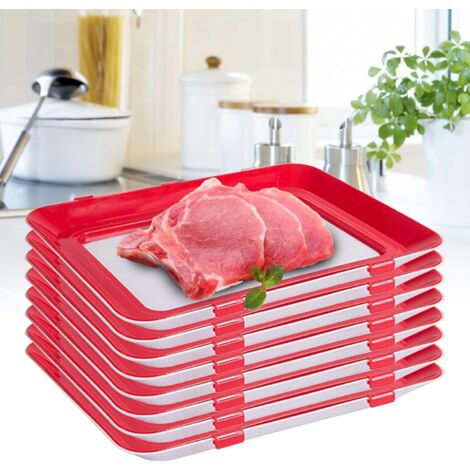 Plateau de conservation des aliments, empilable, plateau de conservation sous vide, réutilisable, pour légumes, viandes fraîches (1/5)