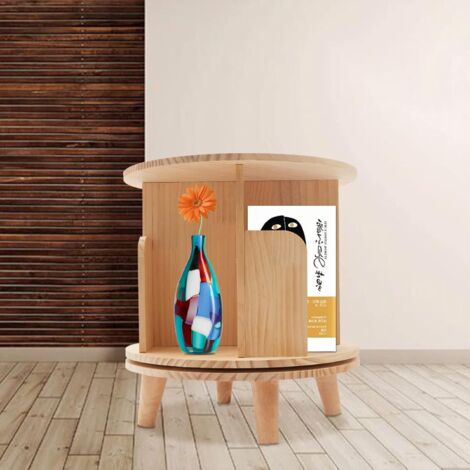 Bibliothèque en bois rotative à 360° avec design ouvert Max 50 kg / 110 lbs pour la maison, le bureau, le salon, l'étude, la chambre d'enfant (1/5)