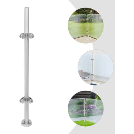 Poteau Garde-corps Verre Inox 304 – Central 65 Cm – Balcon Terrasse – Neuf
