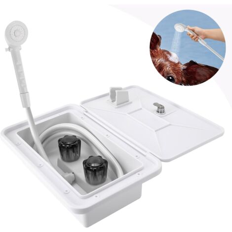 Gojoy – Kit de douche extérieure pour camping-car – Pommeau et tuyau de robinet – Interrupteur eau chaude/froide – Montage mural ou encastré