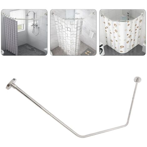 Tringle à rideau de douche - Inox - Télescopique - Extensible - Sans perçage - Noir - Maison