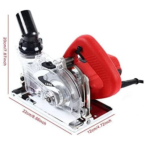 Rainureuse murale 1800 W, fraise à fente sans poussière 18000 tr/min avec sac en tissu, clé hexagonale pour carrelage, pierre, marbre, béton, bois, verre（Sans lame）